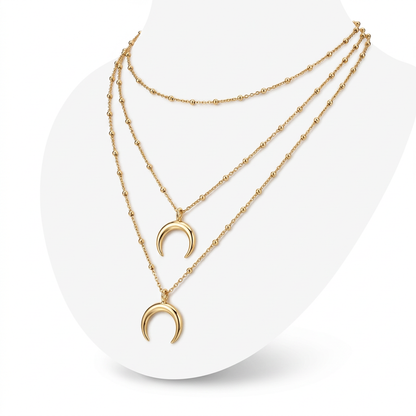 Collier Lune Double Doré