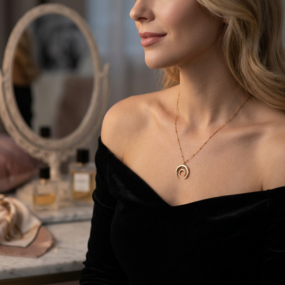 Collier Lune Double Doré